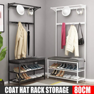 2 in 1 80CM Clothes Rack Floor Coat Rack Bedroom Drying Rack Simple Clothes Rail Indoor Balcony Clothes Shoe Rack Hanger