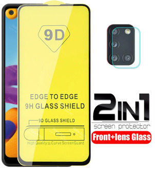 2 in 1 9D Full glue protective Glass For samsung galaxy a21s a 21 21s a21 s sm-A217F/ds A217F camera screen protector Cover Film
