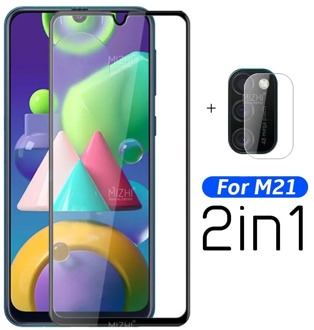 2 in 1 9D full gule protective glass for samsung m21 camera lens screen protector on sumsung m 21 21m sm-m215f safety glass film
