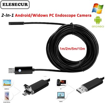 2-In-1 Android USB Endoscoop Camera Waterdicht Borescope Camera Voor Android Telefoon Windows PC Inspectie Repareren camera 10m