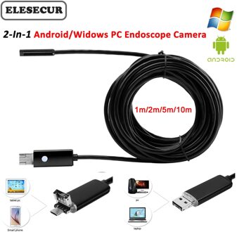 2-In-1 Android USB Endoscoop Camera Waterdicht Borescope Camera Voor Android Telefoon Windows PC Inspectie Repareren camera 2m