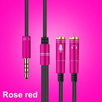 2 In 1 Audio Splitter Kabel 3.5Mm Male Naar 2 Vrouwelijke Jack Converter Adapter Y Splitter Aux Kabel Voor hoofdtelefoon Laptop Mic roos rood