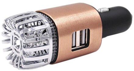2 In 1 Auto Dual Usb Fresh Air Ionic Purifier Oxygen Bar Ozon Ionisator Rook Generator Voor Auto Schonere Auto lucht Ionisator Luchtreiniger roos goud