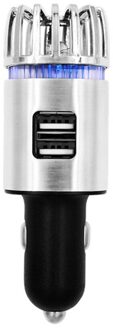 2 In 1 Auto Dual Usb Fresh Air Ionic Purifier Oxygen Bar Ozon Ionisator Rook Generator Voor Auto Schonere Auto lucht Ionisator Luchtreiniger zilver