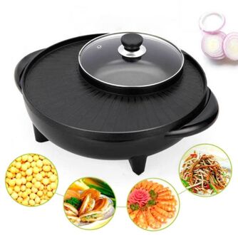 2 In 1 Barbecue Pot Elektrische 1700W 220V Multifunctionele Home Party Non Stick Grill Pan