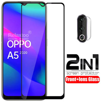 2 in 1 Camera lens protective glass For oppo a5 2020 screen protector on For oppo a9 2020 a 5 9 tempered glass Full cover Film