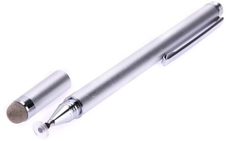 2 In 1 Capacitieve Pen Touch Screen Tekening Pen Schilderen Schrijven Stylus Voor Iphone Ipad Tablet Pc zilverachtig