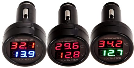 2 In 1 Car Auto 12V Thermometer Voltmeter Universele Dual Display Led Digitale Thermometer Voltmeter Auto Accessoires