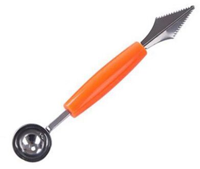 2 In 1 Diy Ijs Bal Lepel Assortiment Bal Fruit Graven Lepel Tool Watermeloen Meloen Fruit Carving Gadgets Mes keuken oranje