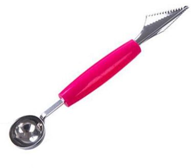 2 In 1 Diy Ijs Bal Lepel Assortiment Bal Fruit Graven Lepel Tool Watermeloen Meloen Fruit Carving Gadgets Mes keuken rood