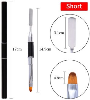 2-In-1 Double-Ended Tweeërlei Gebruik Nail Tool Nail Pen Poly Nail Gel Borstel En picker Uv Borstel Slice Shape Tool Кисть Для Полигеля kort stijl zwart