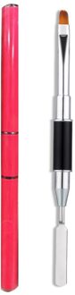 2-In-1 Double-Ended Tweeërlei Gebruik Nail Tool Nail Pen Poly Nail Gel Borstel En picker Uv Borstel Slice Shape Tool Кисть Для Полигеля roze