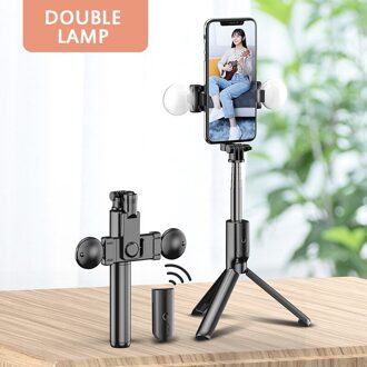 2 In 1 Draadloze Bluetooth Selfie Stok Uitschuifbare Handheld Monopod Opvouwbare Mini Statief Met Afstandsbediening Sluiter Voor Iphone/Xiaomi Two Ring licht
