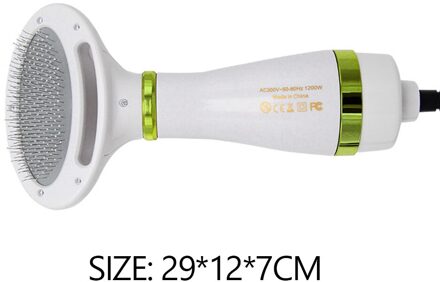 2 In 1 Draagbare Föhn Verstelbare Temperaturen Huisdier Kat Haar Borstel Kam Grooming Blower Laag Geluidsniveau Grooming Fur Blower borstel groen US plug