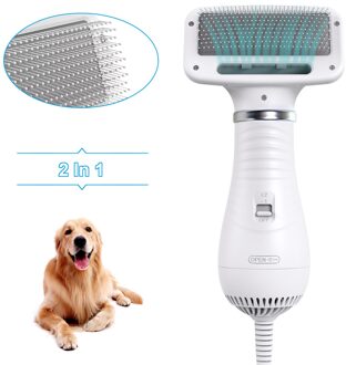 2-In-1 Draagbare Hond Hond Föhn En Kam Borstel Pet Grooming Kat Haar Kam Hond bont Blower Laag Geluidsniveau
