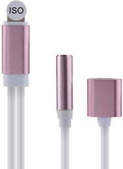 2 In 1 Draagbare Ios Hoofdtelefoon Jack 3.5Mm Audio Jack Oplaadkabel Adapter Oplader Voor Iphone 7/8/X Hoofdtelefoon Muziek Call roze