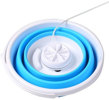 2 In 1 Draagbare Wasmachine Met Opvouwbare Bad Ultrasone Turbine Washer Usb Powered 10L Capaciteit