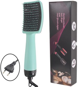 2 In 1 Elektrische Haar Curle Droger Borstels Stijltang Houder Styling Blower Kam Een Stap Föhn Verwarming Borstel blow groen EU