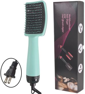 2 In 1 Elektrische Haar Curle Droger Borstels Stijltang Houder Styling Blower Kam Een Stap Föhn Verwarming Borstel blow groen US