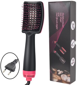 2 In 1 Elektrische Haar Curle Droger Borstels Stijltang Houder Styling Blower Kam Een Stap Föhn Verwarming Borstel blow rood EU