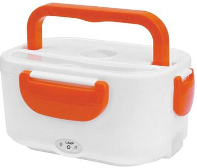 2 In 1 Elektrische Lunchbox 1.5 L Auto En Us/Eu Plug Roestvrij Staal Binnen Food-Grade voedsel Container Voedsel Warmer Servies Sets Oranje / EU en Car plug