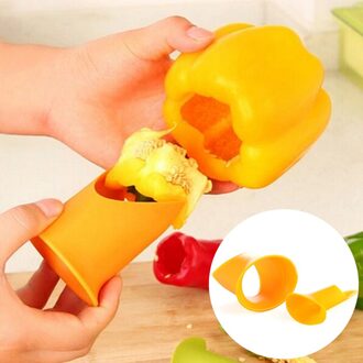 2 In 1 Fruitvegetable Zaad Remover Dunschiller Fruit Green Pepper Chilli Tomaat Cutter Core Slicer Keukengereedschap Gadgets Apparaat Licht Geel