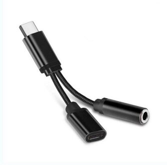 2 In 1 Gevlochten Type C Naar 3.5Mm Aux Audio Splitter Adapter Usb C Kabel Charger Hoofdtelefoon Audio Jack connector Telefoon Accessoires