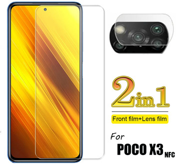 2-in-1 Glass for Poco X3 Front Screen & Camera Lens Tempered Glass Screen Protectors for Xiaomi Poco X3 NFC Screen Protector