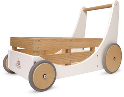 2-in-1 houten opbergkar & loopwagen - Wit Multikleur