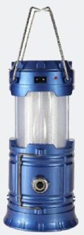 2 In 1 Intrekbare Emergency Camping Tent Licht Outdoor Solar Verlichting Draagbare Vlam Zaklamp Wandelen Klimmen Lamp Lantaarn blauw / EU plug