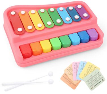 2-In-1 Kinderen Paino Speelgoed Klop Op Toetsenbord 8-Tone Muziekinstrument Vroege Onderwijs Speelgoed NIN668 Roze