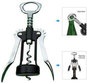 2 In 1 Kurkentrekker Wijn Flesopener Handleiding Wijn Kurk Bier Cap Remover Kit Voor Bar Thuis L99