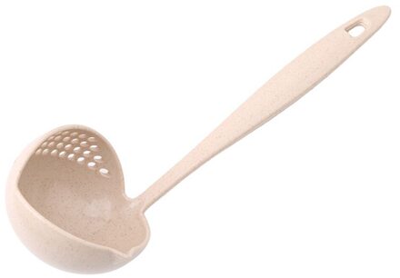 2 In 1 Lange Handvat Eetlepel Vergiet Thuis Zeef Koken Gereedschap Tarwe Stro Scoop Pollepel Servies Keuken Gebruiksvoorwerp Voor Serveren Beige