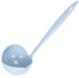 2 In 1 Lange Handvat Soep Lepel Thuis Zeef Koken Vergiet Keuken Scoop Plastic Pollepel Servies blauw