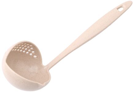 2 In 1 Lange Handvat Soep Lepel Thuis Zeef Koken Vergiet Keuken Scoop Plastic Pollepel Servies Keuken Gadgets beige