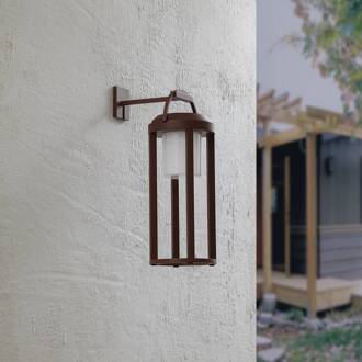 2-in-1 LED-zonne-wandlamp Tilena, roest, rond, aluminium roest, wit