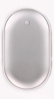 2 In 1 Leuke Usb Oplaadbare Handwarmer En 4000ma Power Bank 5V Mini Draagbare Reizen Handige Lange- leven Pocket Hand Warmer Zilver