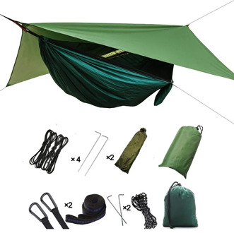 2 in 1 Lightweight Portable Outdoor Camping Hammock Mosquito Net Hammock Tent With Waterproof Canopy Awning Netting Set