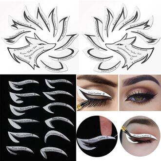 2 In 1 Make-Up Template Sticker Kaart 24 Pcs Eyeliner Oogschaduw Stencils 12 Stijlen Non-woven 3-Minuut shaping Tool Te Gebruiken