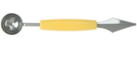 2 In 1 Meloen Baller Scoop Fruit Vleesmes Multi-Functionele Keuken Dunschiller Vruchten Cutter Vorm Carving Tool Geel