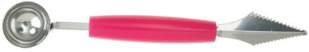 2 In 1 Meloen Baller Scoop Fruit Vleesmes Multi-Functionele Keuken Dunschiller Vruchten Cutter Vorm Carving Tool Roze