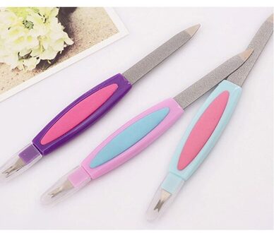 2 In 1 Metalen Multifunctionele Nagelvijl Pedicure Nail File Cuticle Remover Trimmer Buffer Tool Manicure Tool Salon Art