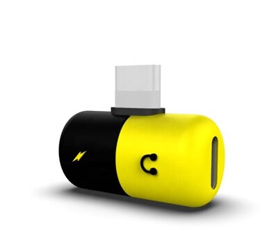 2 In 1 Mini Capsule Ios Adapter Splitter Audio Dubbele Ios Poorten Ondersteuning Luisteren Muziek Opladen Voor Iphone 7 8 X Xs 11 12 geel zwart