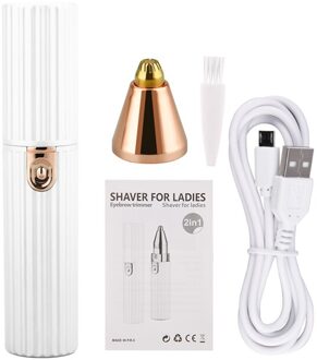 2 In 1 Mini Eectric Ontharing Wenkbrauw Trimmer Epilator Body Facial Eye Brow Scheermes Scheerapparaat Draagbare Depilador Scheren Machine wit