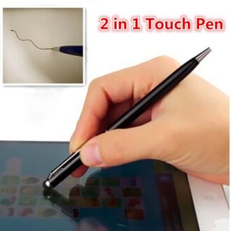 2 In 1 Mini Metalen Capacitieve Universele Tabletten Touch Stylus Pen Microfiber Balpen Voor Iphone 5 6 7 Laptop ingebouwde Balpen