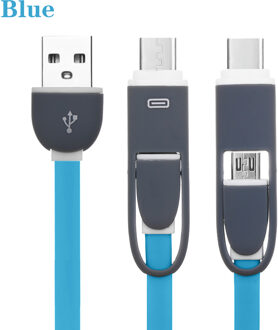 2 In 1 Oplaadsnoer USB-C Adapter Digitale USB 3.1 Type-C om Micro USB Converter Gegevens Charger kabel Smartphone Accessoires blauw