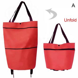 2 In 1 Opvouwbare Winkelwagen Met Wielen Oxford Stof Multifunctionele Shopping Bag Organizer Hoge Capaciteit