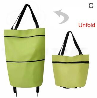 2 In 1 Opvouwbare Winkelwagen Met Wielen Oxford Stof Multifunctionele Shopping Bag Organizer Hoge Capaciteit