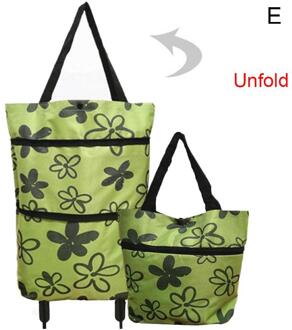 2 In 1 Opvouwbare Winkelwagen Met Wielen Oxford Stof Multifunctionele Shopping Bag Organizer Hoge Capaciteit