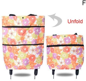 2 In 1 Opvouwbare Winkelwagen Met Wielen Oxford Stof Multifunctionele Shopping Bag Organizer Hoge Capaciteit
